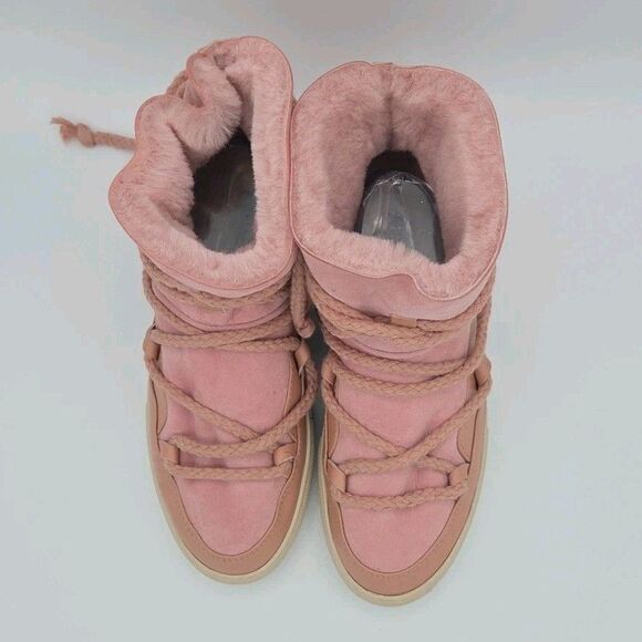 Inuikii Rose Pink Classic Sneaker Womens Size 9 Snow Shearling Boots Lace Up EUC - Picture 4 of 9